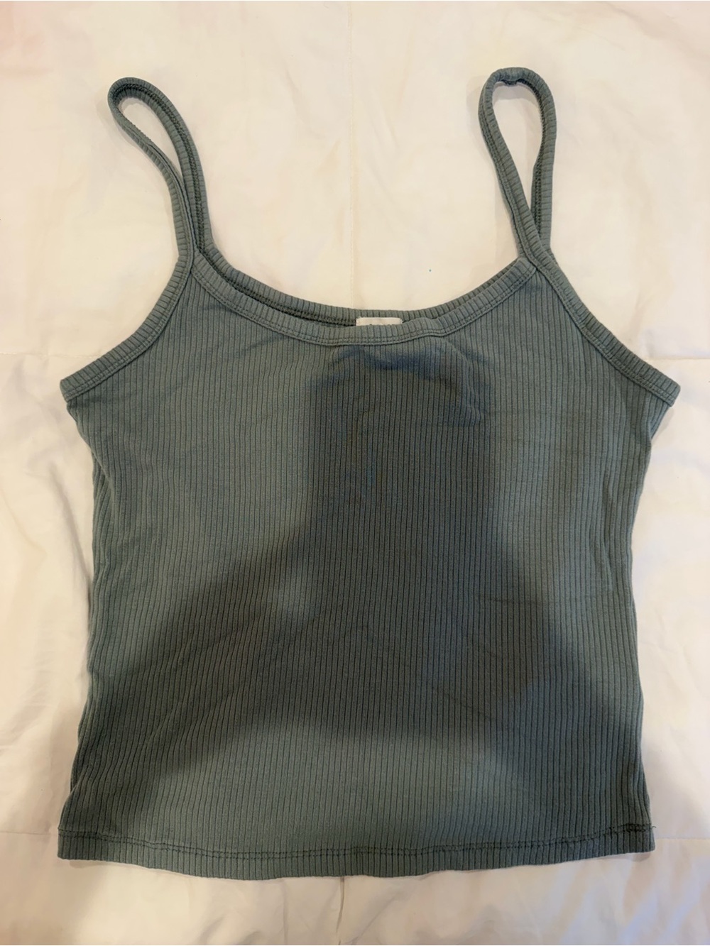 Garage Ribbed Camisole Tank Top - Slate Green